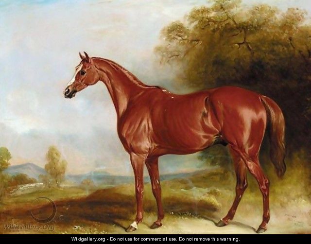 Harkaway, A Chestnut Racehorse In A Landscape - John Ferneley, Snr.