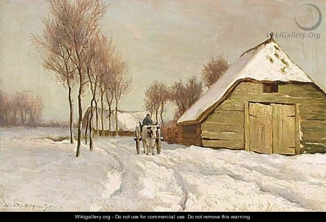 A Peasant In A Winter Landscape - Hendrik Klijn