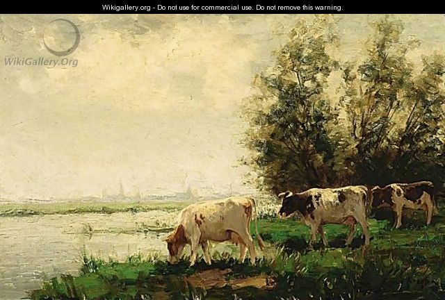 Cows In A Meadow Together With Another Work By The Same Artist - Fedor Van Kregten