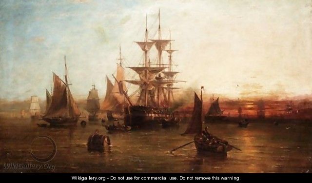 Shipping At The Mouth Of The Thames - (after) William Calcott Knell