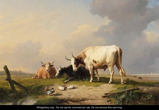 Cattle In A Summer Landscape - Eugène Verboeckhoven