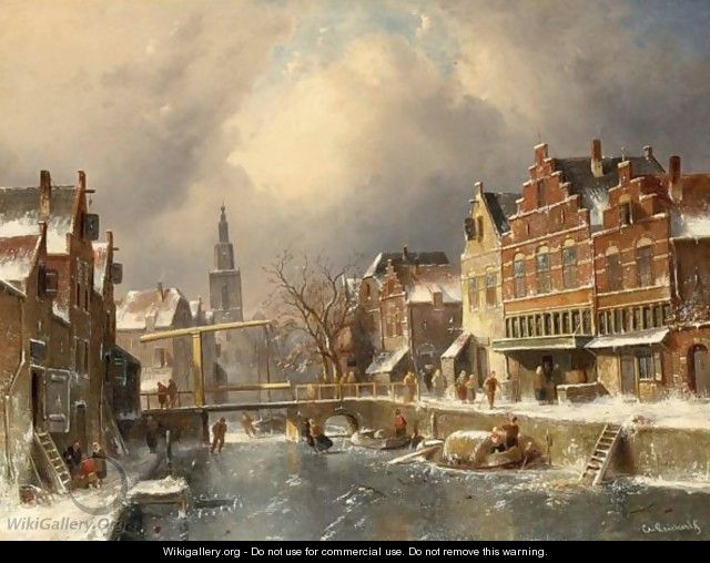 The Verdronkenoord, Alkmaar, In Winter - Charles Henri Leickert