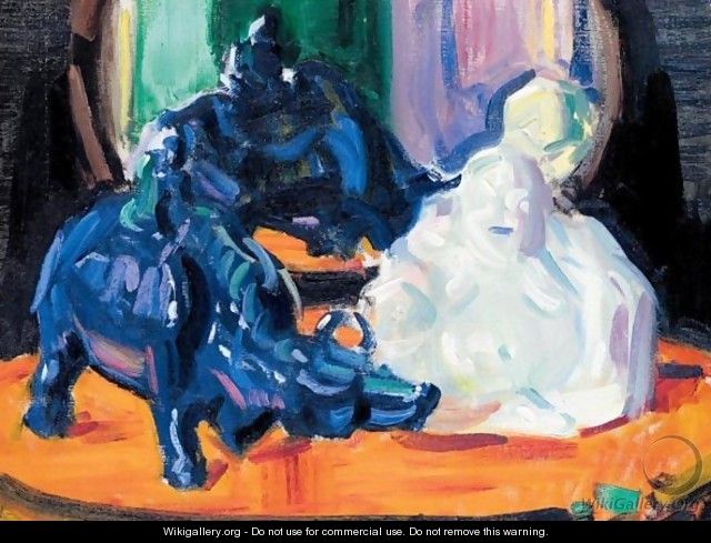 Still Life With A White Buddha And A Porcelain Buffalo - Francis Campbell Boileau Cadell