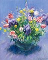 Tulips Marsh Marigolds, Irises And Lupins In A Vase - Patrick William Adam