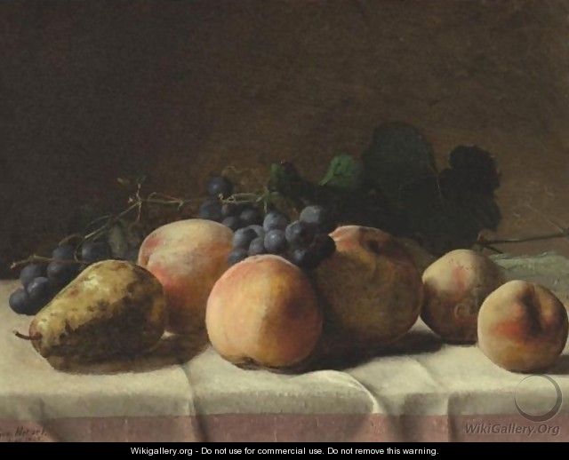 Grapes, Peaches And Pear On A Table - George Hetzel