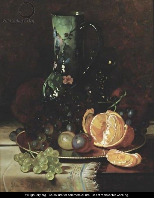 Still Life With Fruit And Jug - Edward Chalmers Leavitt