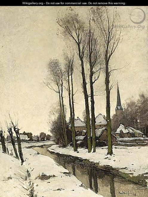 A View Of A Village In Winter - Paul Bodifee