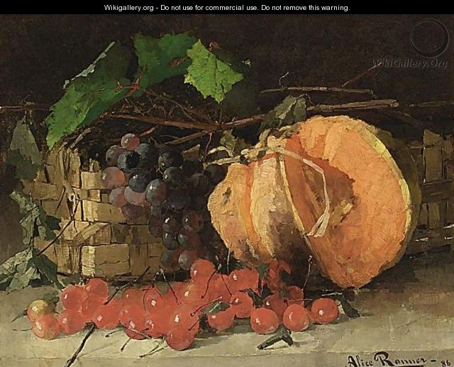A Still Life With A Pumpkin, Cherries And A Bunch Of Grapes - Henriette Ronner-Knip