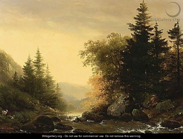 A Mountainous Landscape - Hendrikus van den Sande Bakhuyzen