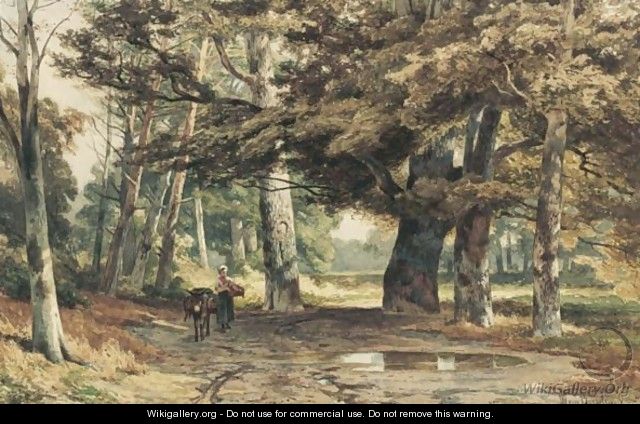 A Girl And A Donkey On A Country Lane - Jan Willem Van Borselen