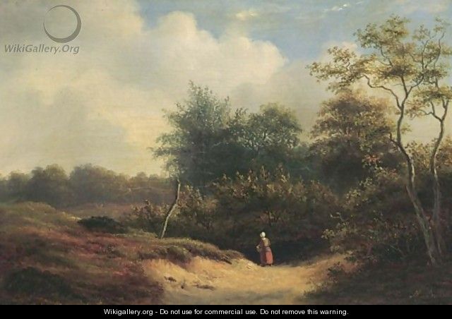 A Girl On A Country Lane - Maurits Ernest Hugo Rudolph Van Den Kerckhoff