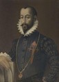 A Portrait Of A Gentleman, Half Length, Wearing A Black Costume With White Collar - (after) Mor, Sir Anthonis (Antonio Moro)