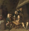 Peasants Drinking And Eating Near A Fireplace - (after) Jan Miense Molenaer