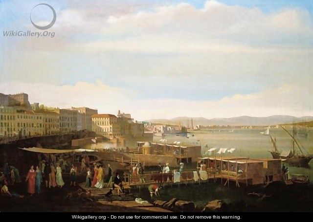 Naples, A View Of The Bathing Establishment At Santa Lucia - French School
