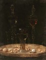 Still Life Of A Roemer With Five Wine Glasses Upon A Table Top - (after) Osias, The Elder Beert