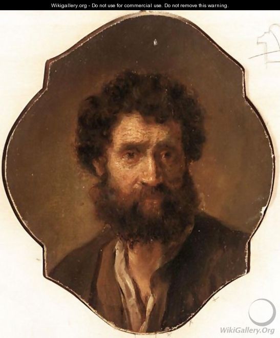 A Study Of A Head Of A Bearded Man - (after) Harmenszoon Van Rijn Rembrandt