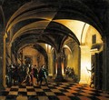 Nocturnal Church Interior With The Taking Of Christ And The Denial Of Saint Peter Beyond - (after) Hendrick Van Steenwijck II