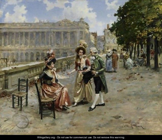 Elegant Ladies At The Tuileries Gardens, Paris - Henri Victor Lesur