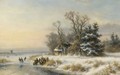 A Winter Landscape With Skaters Near A A'Koek En Zopie A' - Lodewijk Johannes Kleijn