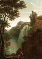 Landscape With Bandits Dividing Their Spoils Before A Waterfall - (after) Claude Louis Chatelet