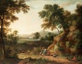 Extensive Italianate Landscape With Drovers And Their Animals On A Track - Anglo-Flemish School