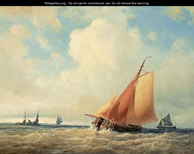 A Sailing Vessel At Full Sail - Joannes Frederick Schutz