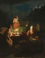 A Vegetable Seller By Candlelight - Johannes Rosierse