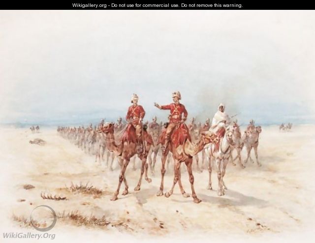Officers Leading A Column Mounted On Camels - Orlando Norie