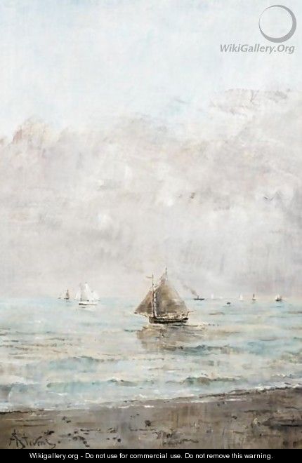 Sailing In Calm Waters - Alfred Stevens