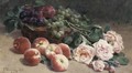 Basket Of Fruit And Roses - Pierre Bourgogne