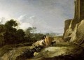 A Southern Wooded Landscape With Shepherds And Their Herd Near Ruins - Moyses Van Wtenbrouck