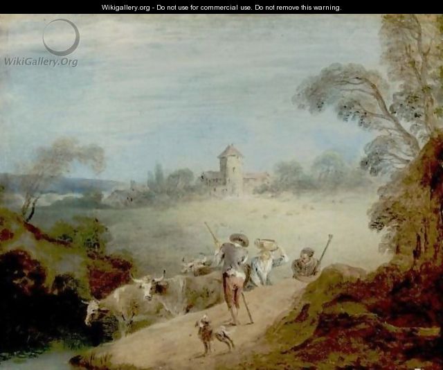 A Pastoral Landscape With A Shepherd And Sheperdess - Jean-Baptiste Joseph Pater