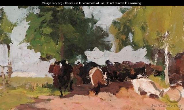 Cattle On A Track - Konstantin Alexeievitch Korovin