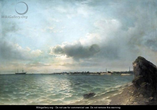 Clouds Gathering Over The Harbour - (after) Ivan Konstantinovich Aivazovsky