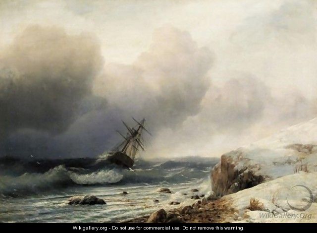 Shipwreck By A Snowy Shore - (after) Ivan Konstantinovich Aivazovsky