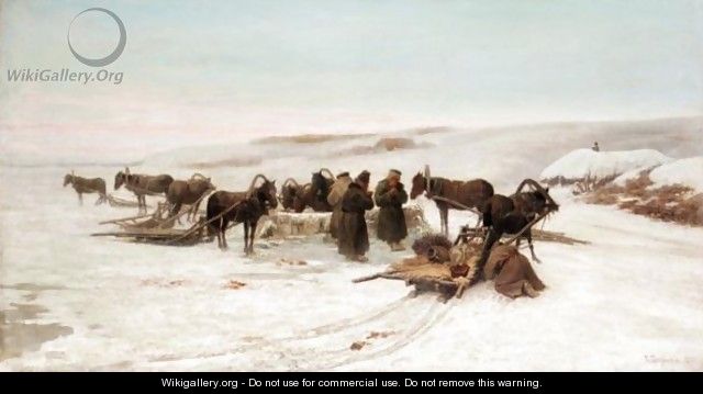 Resting The Horses - Petr Nicolaevich Gruzinsky