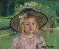 Little Girl In A Stiff, Round Hat, Looking To Right In A Sunny Garden - Mary Cassatt
