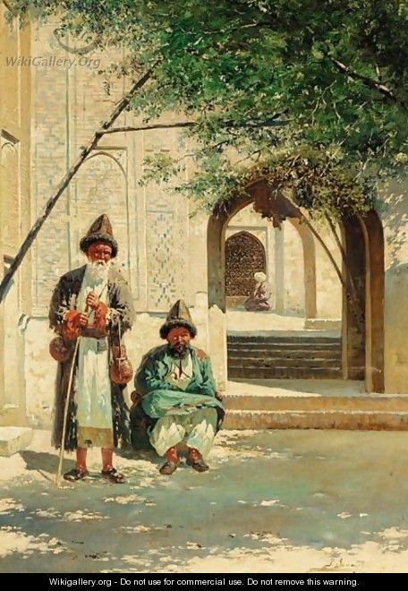 Travellers Outside A Mosque Near Samarkand - Richard Karlovich Zommer