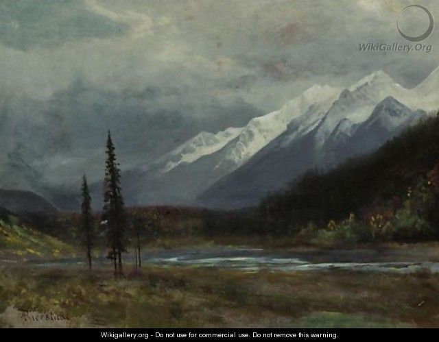 Mountain Landscape With Lake - Albert Bierstadt