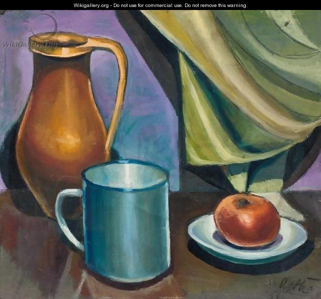 Still Life With An Apple And Jug - Karoly Patko