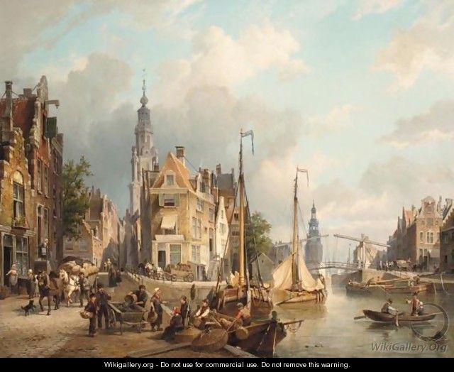 A View Of The Oudeschans With The Zuiderkerk And The Montelbaanstoren In The Distance, Amsterdam - Cornelis Christiaan Dommelshuizen