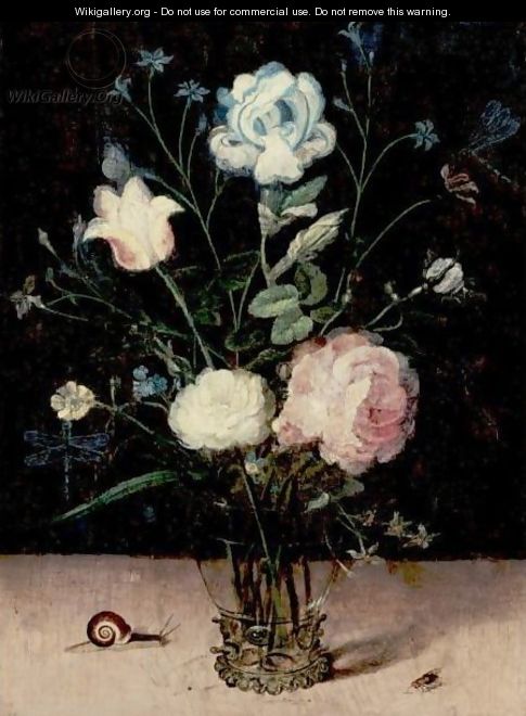 Still Life Of Flowers In A Glass Vase - (after) Jan The Elder Brueghel