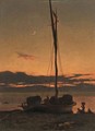 Barque Au Clair De Lune, 1869 - Francois Bocion