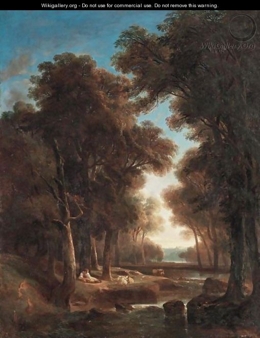 Paysage Avec Arbres, Eau, Bergers Et Vaches, 1842 - Alexandre Calame