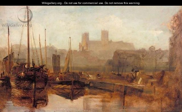 View Of Lincoln Cathedral From Brayford - Peter de Wint