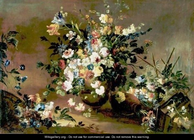 Still Life With Pots Of Flowers - French School