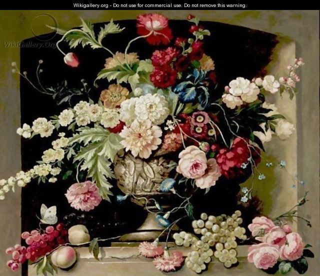 Still Life With Flowers And Grapes - Dutch School