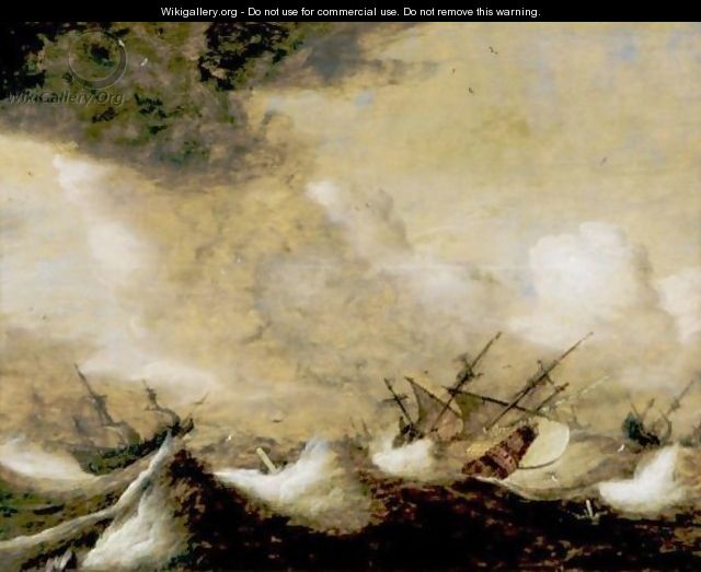 Ships In A Stormy Sea - Pieter the Elder Mulier