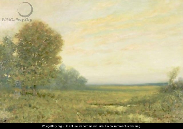 Marsh Scene At Sunset - Arthur Hoeber