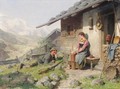 Vor Der Almhutte (Outside The Mountain Hut) - Hugo Kauffmann